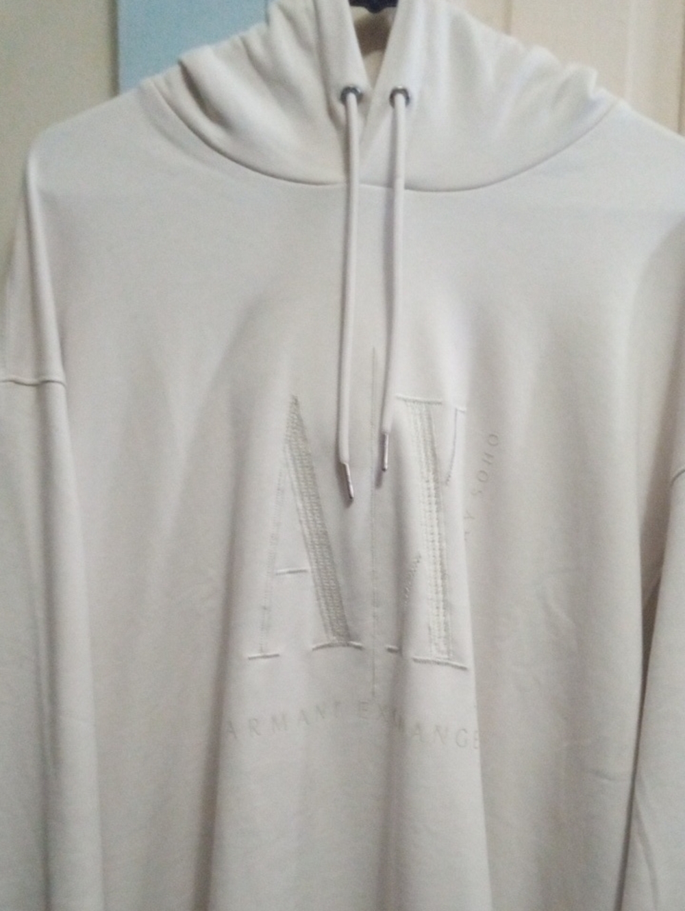 Nwot Armani Exchange Cream Knit Hoodie Embroidered Ax On Front Xxl Prestin Con🔥